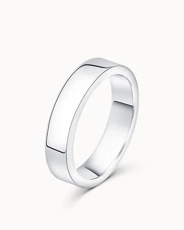 Smooth Ring for Him Alexander 18K White Gold 5mm - Engagement Rings & Wedding Rings from Vanbruun