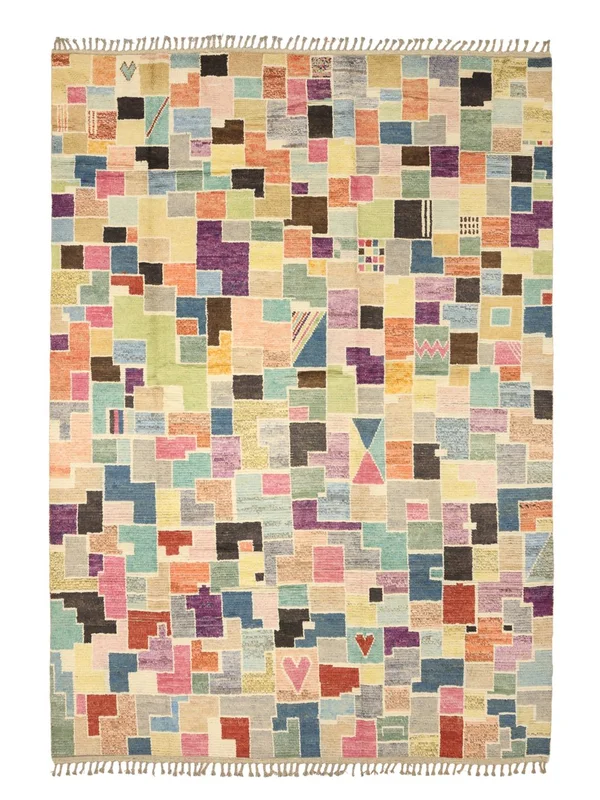 Berber Colourful Rug Modern Beige/Brown Large (Wool, )