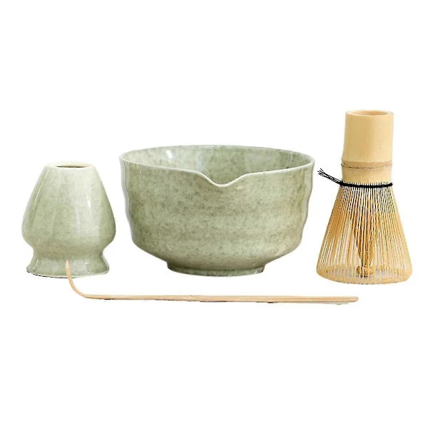 Matcha sæt, japansk te sæt inklusive matcha skål med tud, matcha kop, bambus piskeris og bambus ske - Perfek