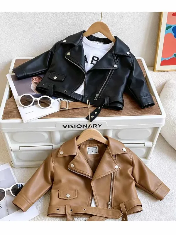 AliExpress - Jungen Mädchen PU-Lederjacken Frühling Herbst Kinder Reißverschluss Trendige Mäntel Kinder Stylische Oberbekleidung Teenager Klassische 
