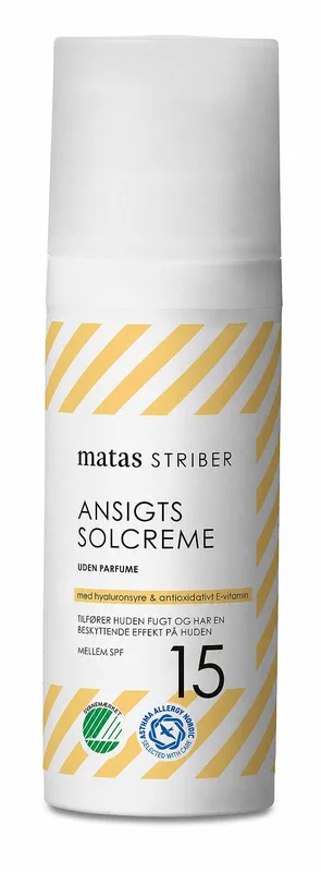 Spar 25% • Køb 2, Matas Striber Ansigtssolcreme SPF 15 Uden Parfume 50 ml, Hudpleje, Solcreme, Solcreme Til Ansigtet
