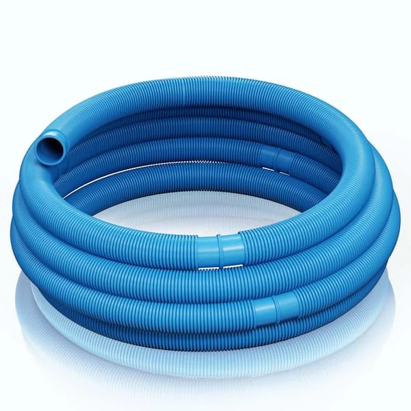 Blå poolslang – 6 m lång, Ø 32 mm – Flytande solslang med förformade sektioner – 165 g/m – Sol-sugslang