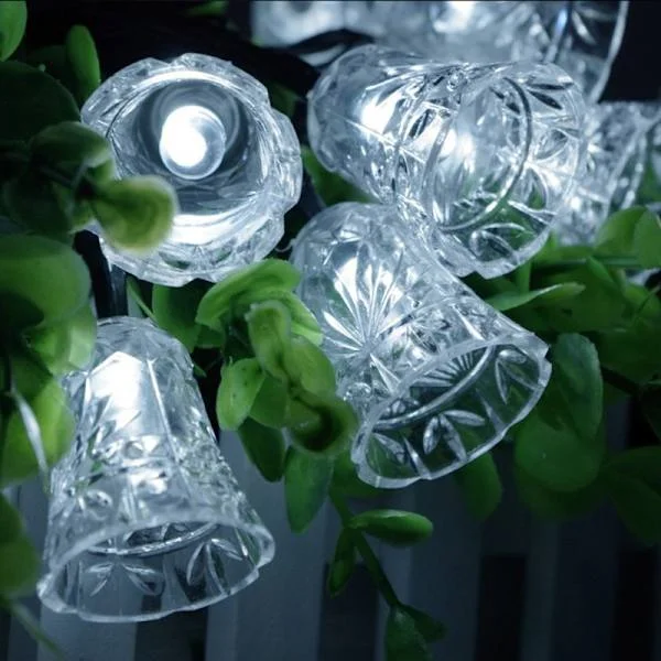 Solcelled Utendørs Klokke Lyslenke, 20LED Solcelled Klokke Lyslenke Vanntette Lys, 8 Moduser 5M/17Ft Utendørs Solcelledrevet Lyslenke for Hage, Patio 