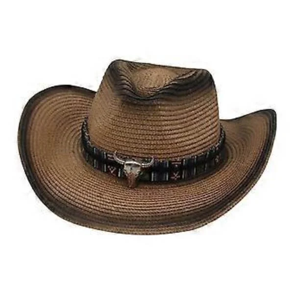 Western Cowboy Hat Cowgirl Solhat Kostume til Teenagere Mænd Kvinder Khaki (One size cowboy hat 02)