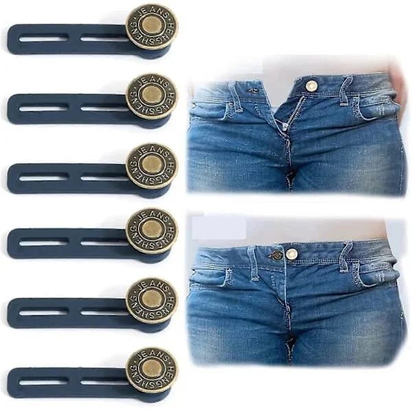 6 st knappförlängare för byxor - Knapp för jeans Jeansknapp Knapp midjeförlängare, Justerbar byxmidjeförlängare