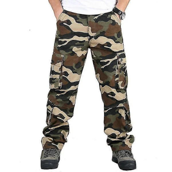 【NX】Kamouflagebyxor för män Militära cargobyxor Arméstridsbyxor Kraftiga arbetsbyxor Khaki