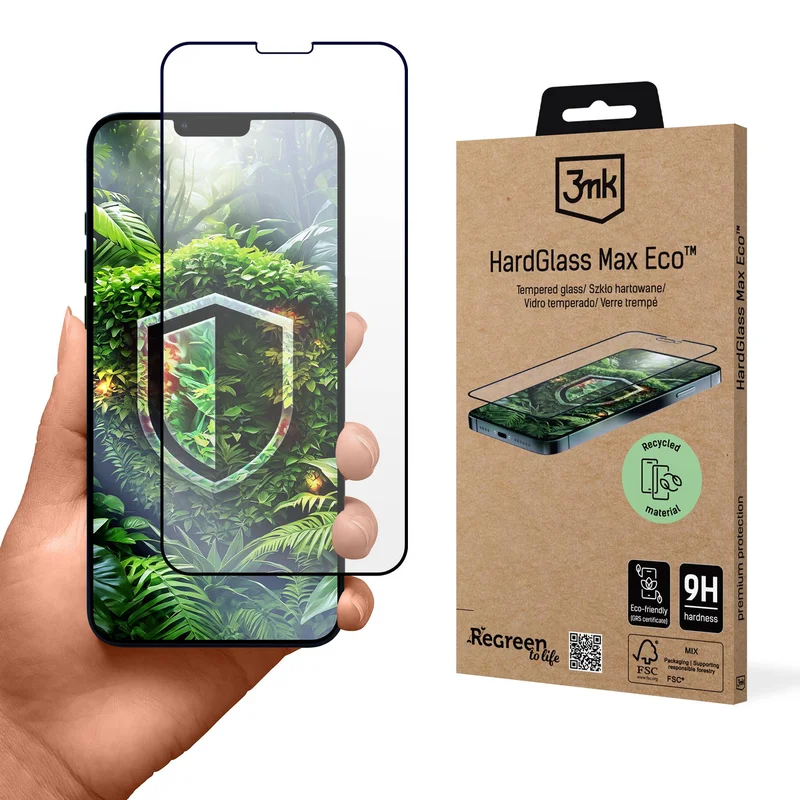 Herdet glass 3mk HardGlass Max Eco til Apple iPhone 13, 13 Pro og 14