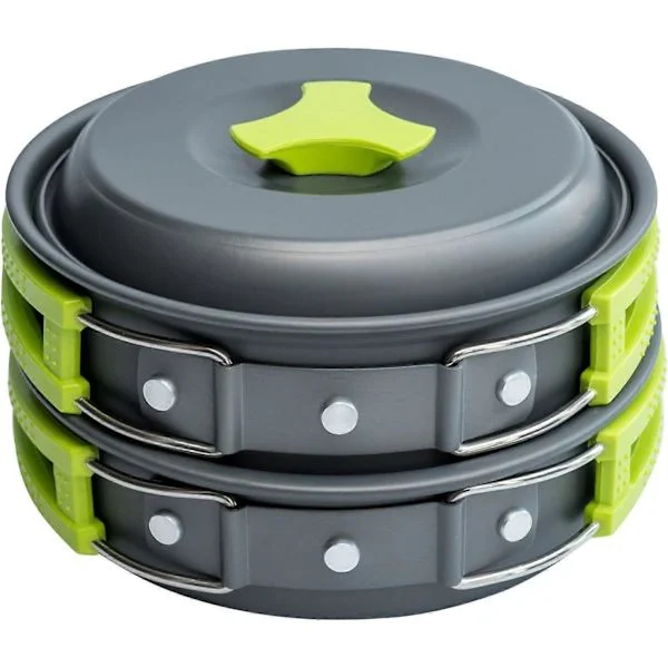 Camping Cookware Mess Kit - Backpacking Gear with Pots and Pans, Compatible with Portable Stove, Lightweight for Hiking and Outdoor Meals