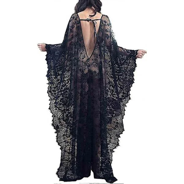 [LCS] Strandovertræk Boho Blonde Kimono Plus Size Bikini Kåbe Badedragt Til Kvinder Ensfarvet-MXBC