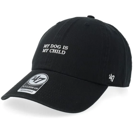 47 Brand - Svart unconstructed Caps - Base Runner Clean Up Cap-Phrase Black Dad Cap @ Hatstore