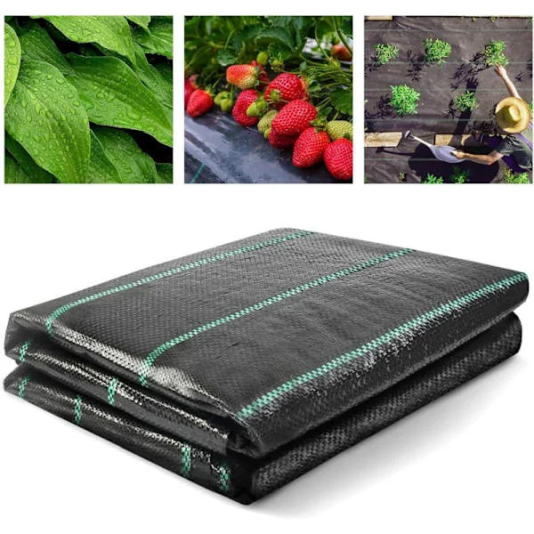 Ogräsduk 2x10m – 100g/m² vävd polypropen geotextil – UV-beständig och vattengenomsläpplig – Ogräsbekämpning