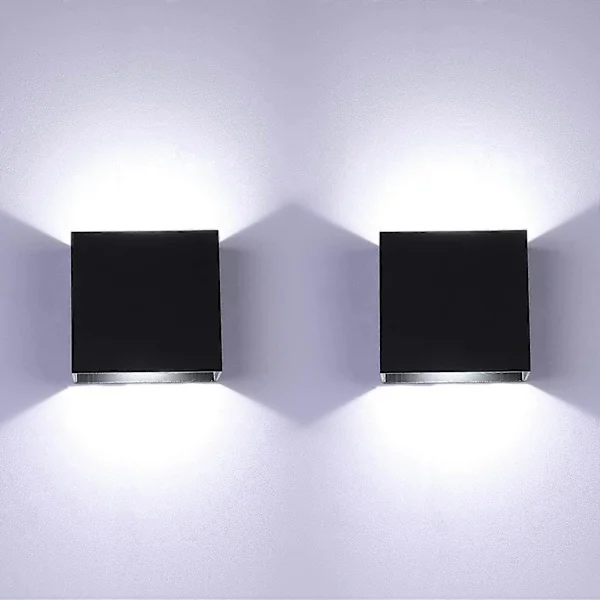 2-pack LED Vägglampa Inomhus Upp och Ner Vägglampa Modern Vägglampa Belysning Svart 7W Aluminium Svart Vitt Ljus
