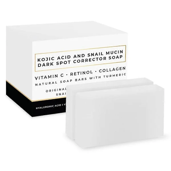 Kojic Acid Dark Spot Remover Whitening Soap, Håndlavet hudplejesæbe til lysnende hud (Kojic Acid Snail Soap, 2 stk.)