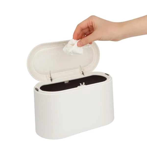 Skrivebords papirkurv med låg, mini genbrugskurv til skrivebord, papirkurv med fjederlåg, lille design papirkurv