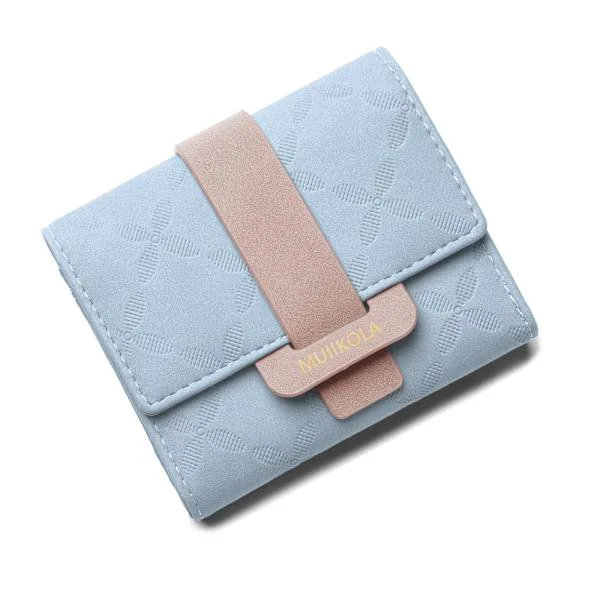 Women's Wallet RFID Blocking Wallet Women's 100% Vegan Leather Small Women's Wallet with 5 Card Slots and 1 ID Window, Light Blue