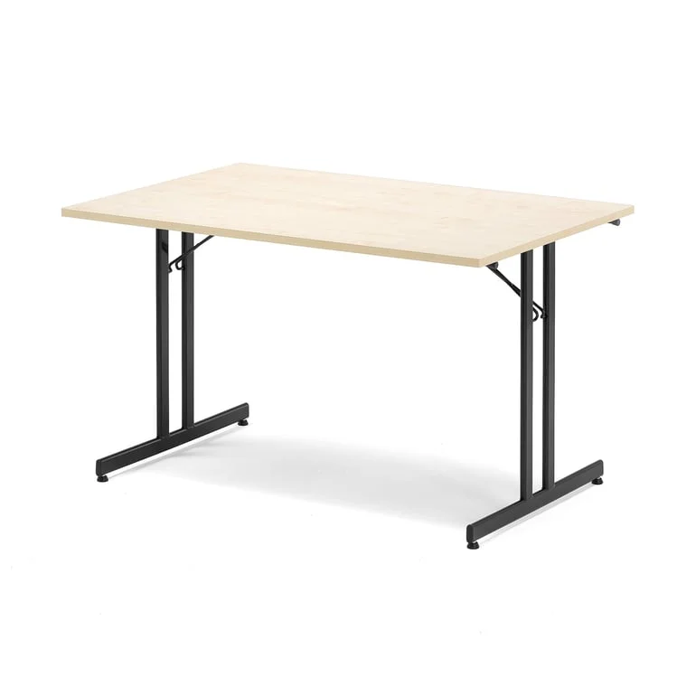 Folding meeting table EMILY, 1200x800x720 mm, birch, black