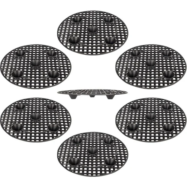 6-pack växtfat, kraftiga 30 cm runda krukvagn i svart [JUN]