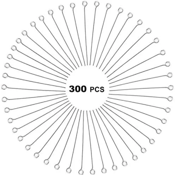 300 stk. 4 cm 304 Rustfrit Stål Åbne Øje Pins Hovednåle til Smykker Halskæde Fremstilling, (Sølv) Sølv Sølv Sølv