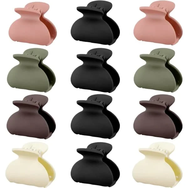 Small Hair Clips for Women, Claw Hair Clips Non-Slip Matte Hair Clips for Girls Kids Small Mini Claw Clips for Fine Thick Thin Hair 12 Pcs (Green)