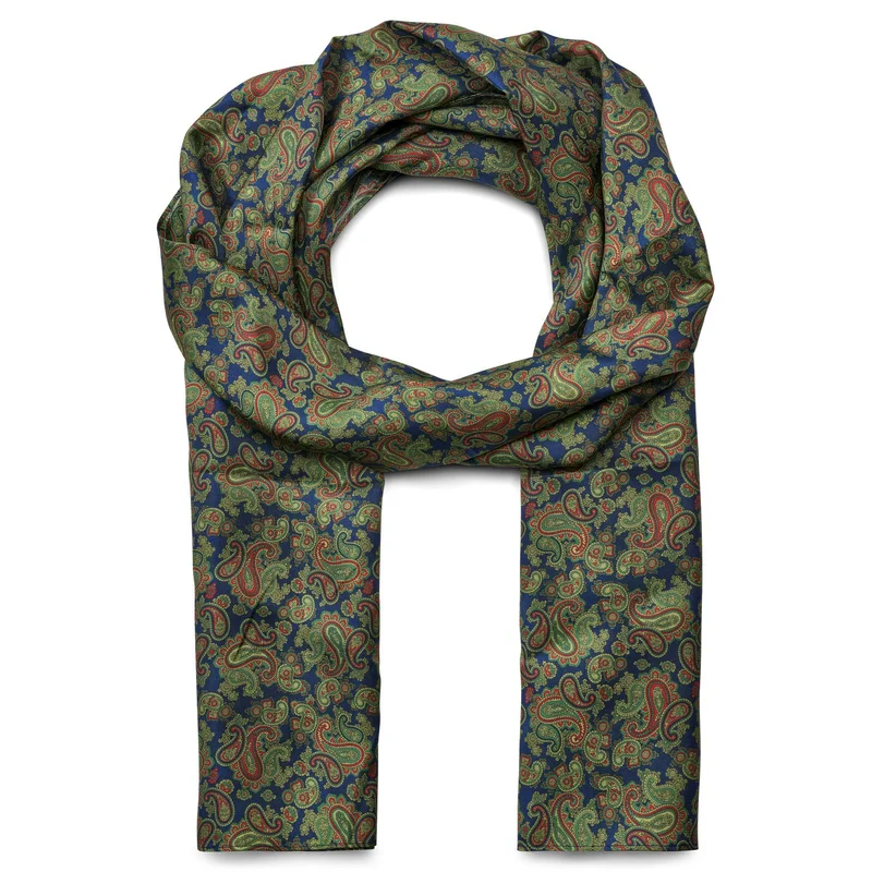 Colourful LIGHT BLUE PAISLEY Pattern Silk Scarf for Men - Summer scarves