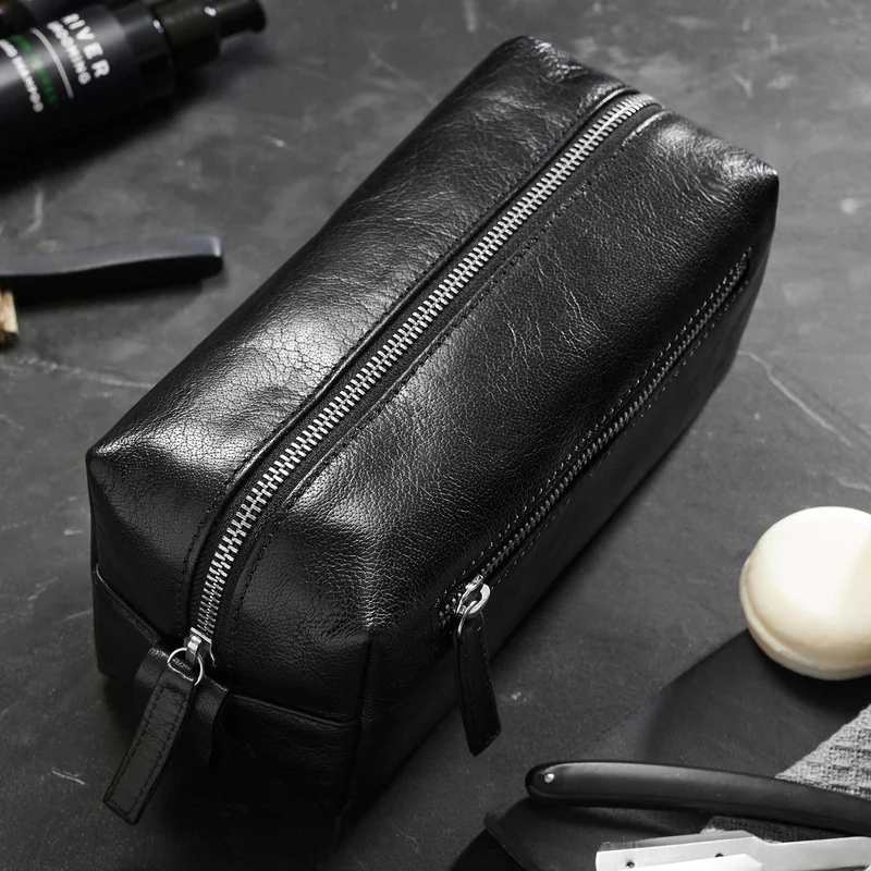 Beauty case California in pelle nera per uomini - Beauty case