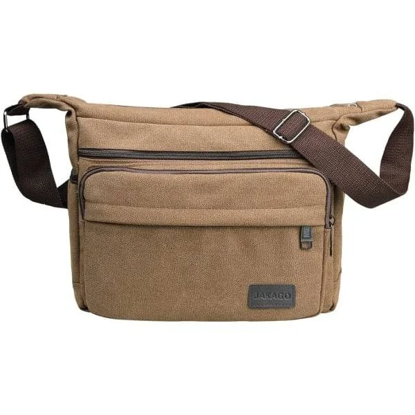 Waterproof Messenger Shoulder Bag 13 Inch Multi Canvas Crossbody Bag for Men Casual Lightweight Outdoor Fishing Bag Camping Coffee