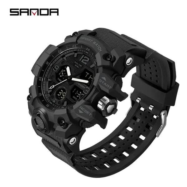 SANDA Military Watches for Men, White Sports Watch LED Digital 50M Waterproof Watch, Multifunctional Men's Watch Relogio Masculino