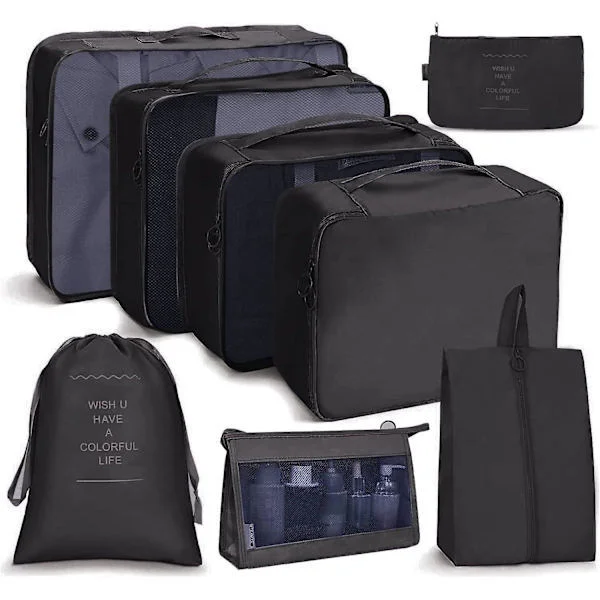 8-pack Organizer Set för Resväskor, Förvaringsväskor, Packkuber, Resväskor, Presenter-FY- Rosa