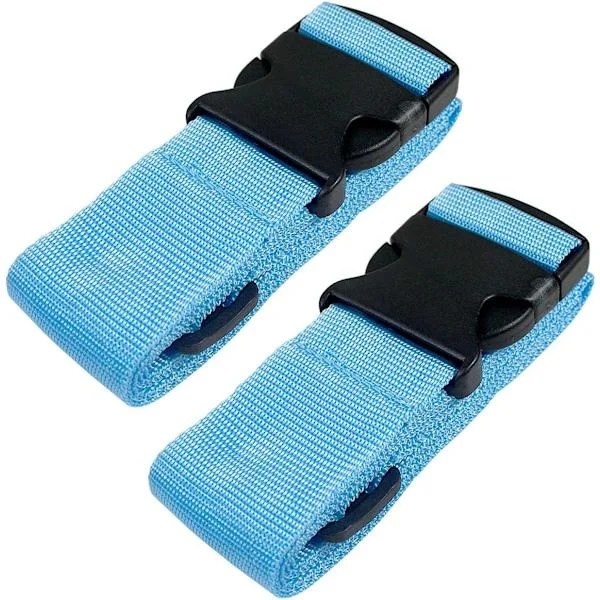 Kraftiga bagageremmar för resväskor, packningsbälten, resetillbehör, justerbar väskrem, 2-pack