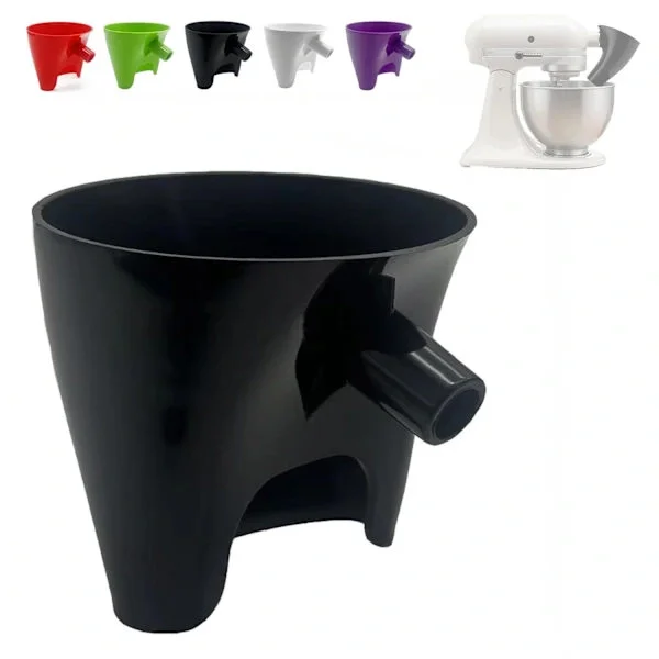 Mjöltratt för Kitchen Aid Köksmaskin, Plasttratt med Lätt Hällningsfäste Passar KSM150 5-Quart Tilt-Head Mixers, Non-Stick (SVART1ST)