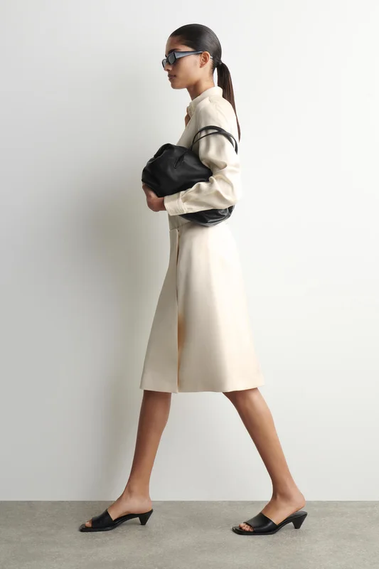 COS Satin Wrap Skirt in White - Women