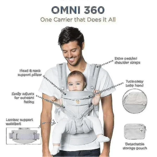 Ny Ergobaby Omni 360 All-position Bärsele Kompatibel med Nyfödd Till Småbarn Med Ländryggsstöd Och Cool Air M-FA-