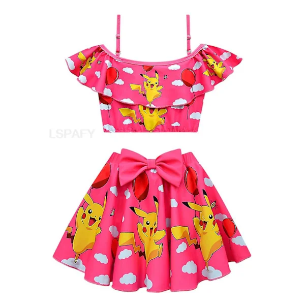 Piirrettyjen tyttöjen uimapuvut Pikachu tyttöjen uimapuku Kaksi osaa Lasten bikinit Set Lasten uimapuvut Uimapuku