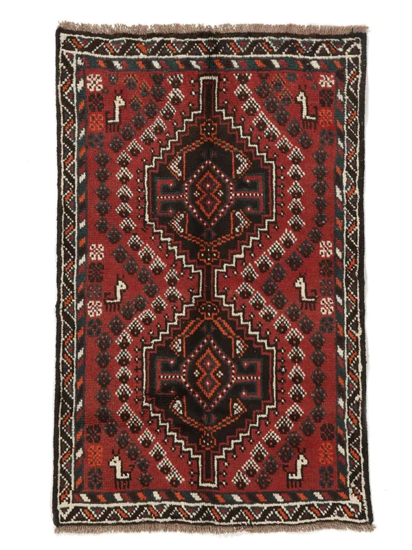 Shiraz Rug Oriental Black/Dark Red (Wool, )