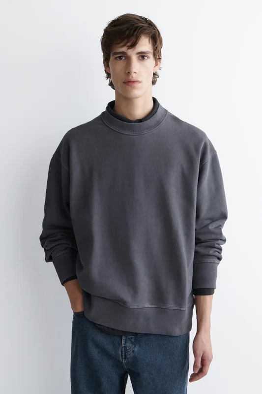 COS Men's Relaxed Washed-Cotton Sweatshirt in Blue