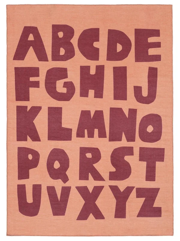 Number Washable Kids Rug Small Alphabet - Pink/Red 140X200 Cotton