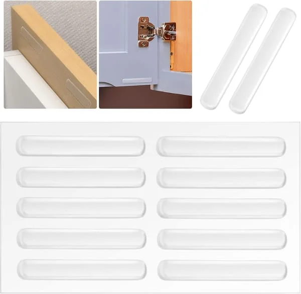 20 stk. gjennomsiktige støtfangerputer, 6 cm dempende gummifot, dørstopper for skapdører, kjøkken, bad, kontor (oval, 6,2*0,9*0,25 cm)