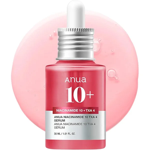Anua Niacinamide 10 + TXA 4 Serum, Plejeprodukt mod mørke pletter, Hyaluronsyre, Tranexamsyre, Let og fugtgivende alt-i-én dagligt ansigtsserum