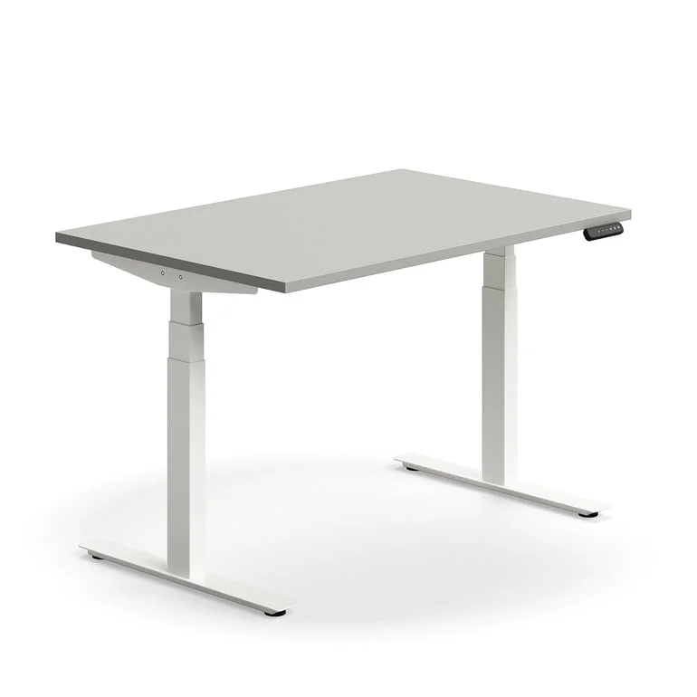 Skrivbord QBUS, höj- och sänkbart, 1200x800 mm, vit, ljusgrå