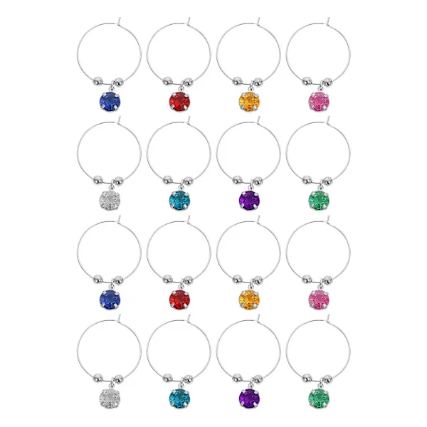 16 stk Magnetiske Skilt Vinflaskeprodusent Svirrende Glassmarkører Etiketter Champagneglass Charms Drikk Charm Markør