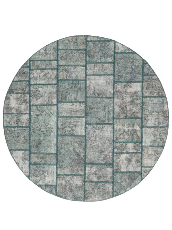 Orientalsk Patchwork Teppe Ø 200 Rundt Grå/Mørk Grå (Ull, )