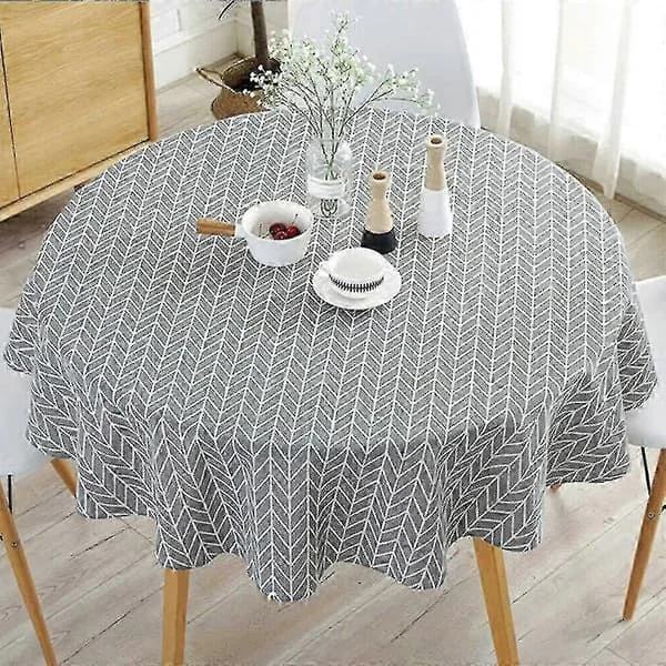 Rund duk 150 cm bomull och linne tyg twill duk enkel nordisk stil fräsch hållbar återanvändbar skrynkelresistent dekoration för f74