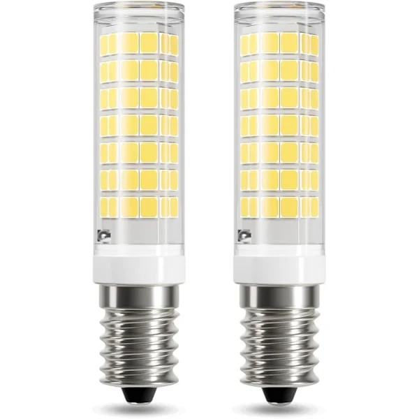 2-pakning E14 LED-lamper for kjøkkenvifter, 9 W, kaldhvit 6000 K, 550 lm, lamper med liten skrusokkel for kjøkkenvifter og kjøleskap, ikke dimbare