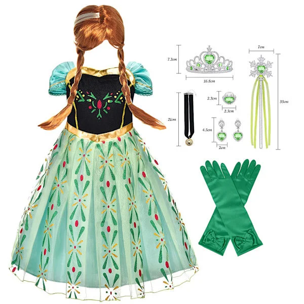 Pige Prinsesse Anna Kjole Snedronning Børn Udklædningsfest Kjole Fødselsdag Jul Halloween Fest Karneval Cosplay Kjole
