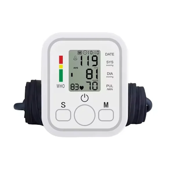 Digital Arm Blodtryksmåler, Nøjagtig Blodtryks- og Pulsmåling, Elektronisk Pulsdetektor med 22-36cm Manchet, 2X99 Me