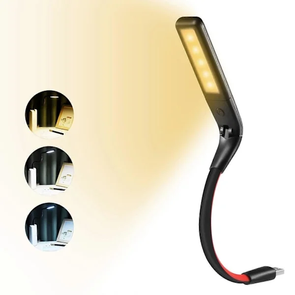 USB LED-lampa för bärbar dator, ljusare geststyrd USB-lampa med 3 färgtemperaturer, steglös dimning och bärbar