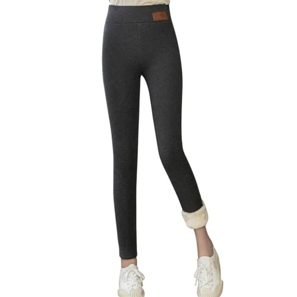 Dam Super Tjocka Lamm Kashmir Leggings Dambyxor Vintertjocka Allt i Ett Byxor Med Hög Midja Varma Byxor