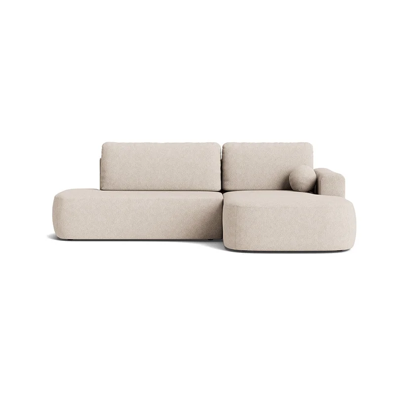 Monza Chaiselongue-Schlafsofa, rechts | Stauraum, Aragon Beige, elegantes Design, stilvolles Sofa mit Schlaffunktion und Bettkasten, 90cm.