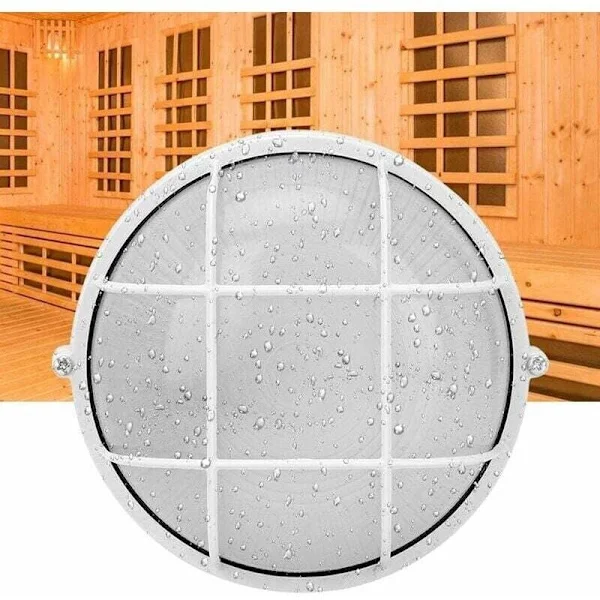 Bastulampa - Brandsäker Anti-Kläder Fuktighetstemperatur Rund Lampa För E27 Gänga Bastu, 17.58.2cm