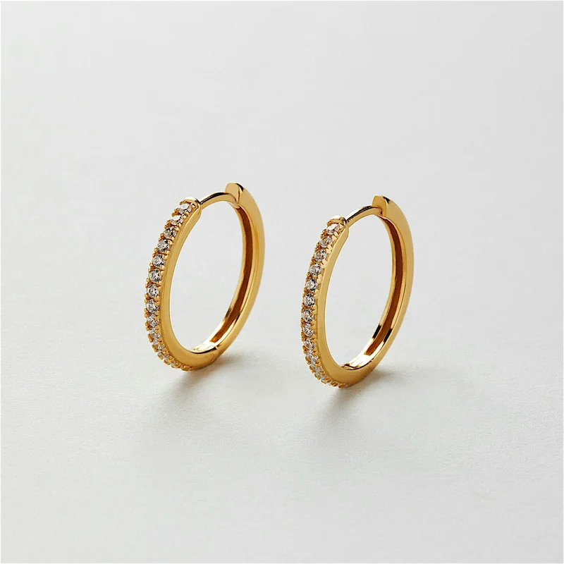 Lou Hoops - Örhängen (M) - 18K Guldpläterat Sterling Silver - Safira